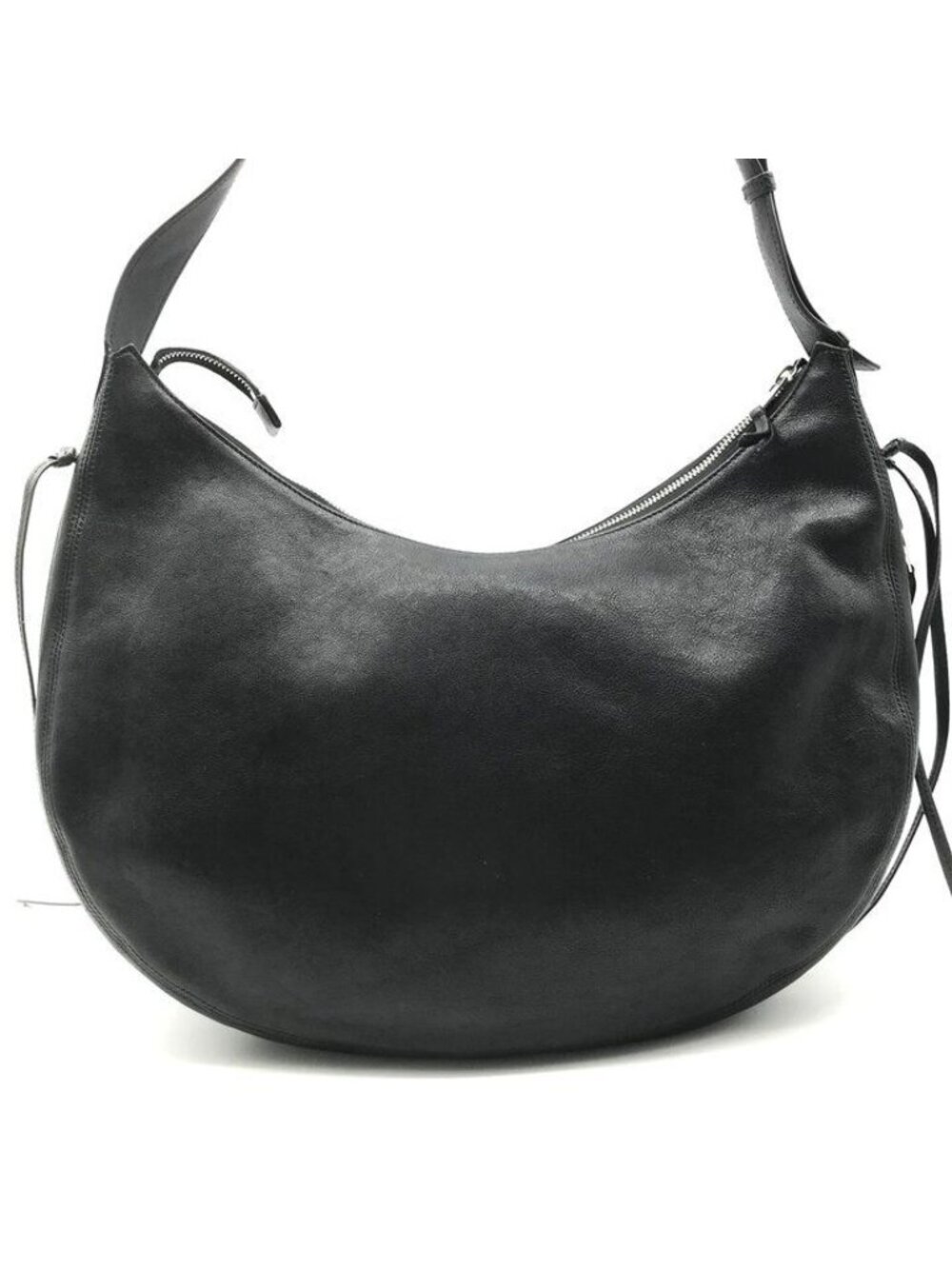 Celine Multi Pocket Silver Hobo Half Moon Leather Hand Shoulder Bag Black - Picture 3 of 10